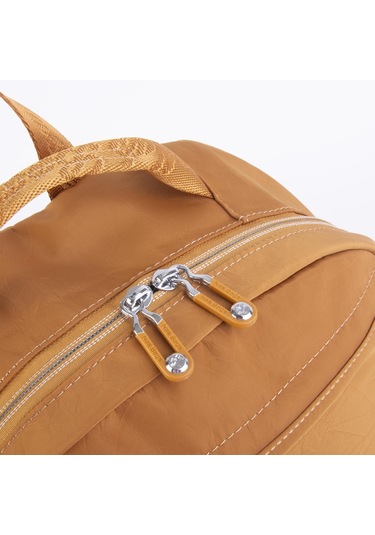 Nas Bag Extra Hafif Su Geçirmez Çok Gözlü Waterproof Unisex Sırt Çantası 30x40 Cm Hardal