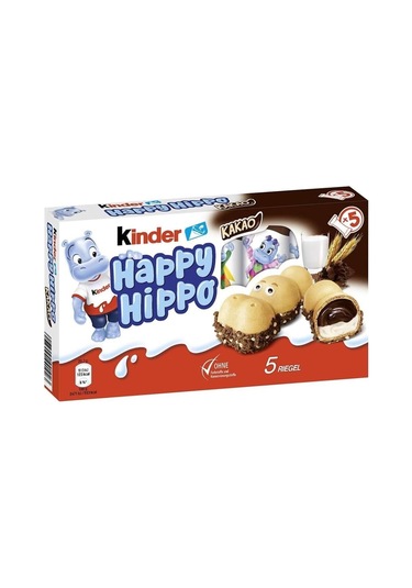 Kinder Happy Hippo Kakao Krema Dolgulu Gofret Çikolata 102 G