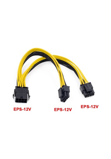 Adet Eps 12v 8pin - Çift 4+4 Pin Anakart Güç Kaynağı Kablosu