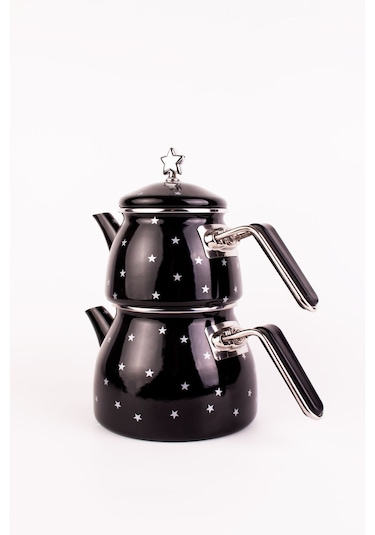 Star Emaye Yıldız Desenli Çaydanlık Bej