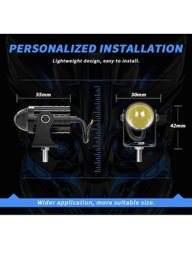 Point Motosiklet Sis Farı Delici Yüksek Parlak Beyaz Sarı Çift Renk Spot Led Far 1