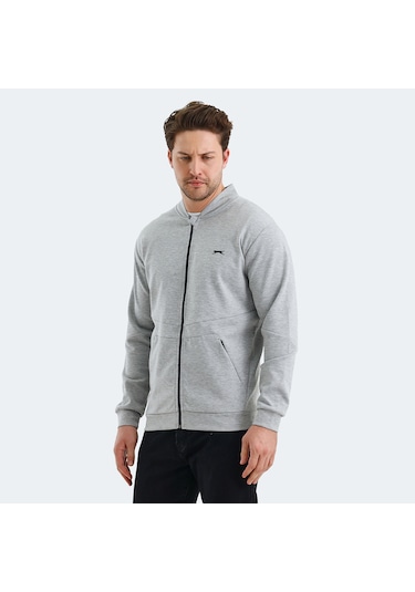 Slazenger VLAD Erkek Cepli Fermuarlı Gri Sweatshirt