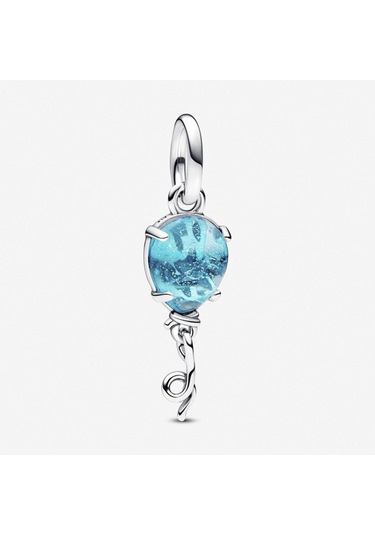 Nur Silver Mavi Murano Cam Balon Sallantılı Gümüş Charm - NUR-CM00385