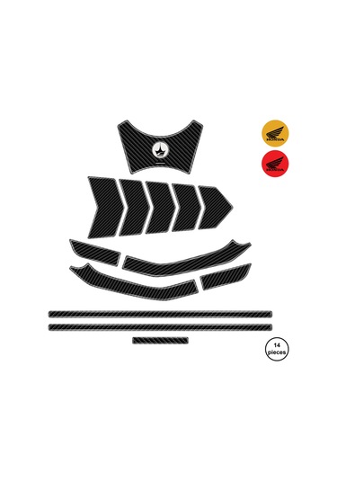 Honda Crf250 Rally 2025 İle Uyumlu Kaydırmaz 6d Karbon 14 Parça Tank Pad Seti Gc77 KARBON