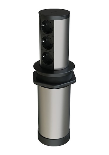 Metalline® Tower-line Bas-Aç Masaüstü Priz Kutusu - Siyah