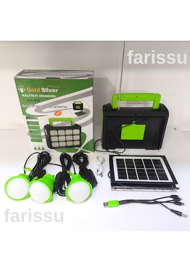 Gold Silver Gs-908 200w Güneş Enerjili Şarjlı Fener - Bluetooth, Usb, Radyo Ve Mp3 Özellikli