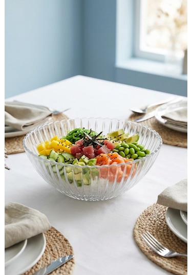 Glamis Selen Concept Çuha Model El Yapımı Cam Salata Ve Sunum Kasesi Şeffaf