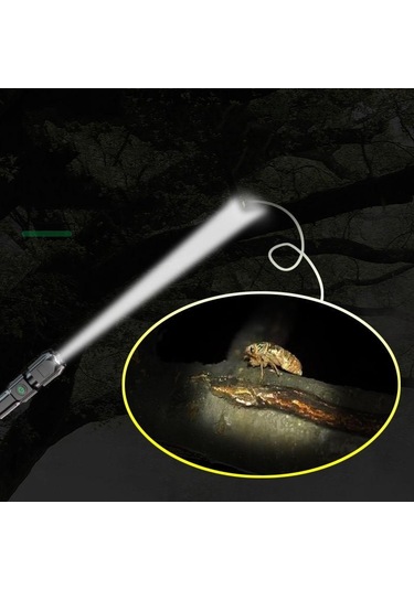 Zoom Özel Kuvvetler El Feneri Güçlü Işık Şarj Edilebilir Açık Hava Meşaleleri Taşınabilir Dayanıklı Uzun Menzilli Süper Parlak Led El Feneri Siyah