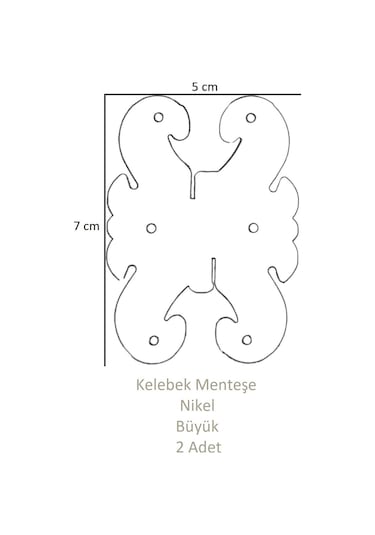 Nikel Dekoratif Kelebek Menteşe Büyük 2 Adet 7cm X 5cm Nikel
