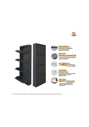 4'lü Metal Ayakkabılık - Antrasit