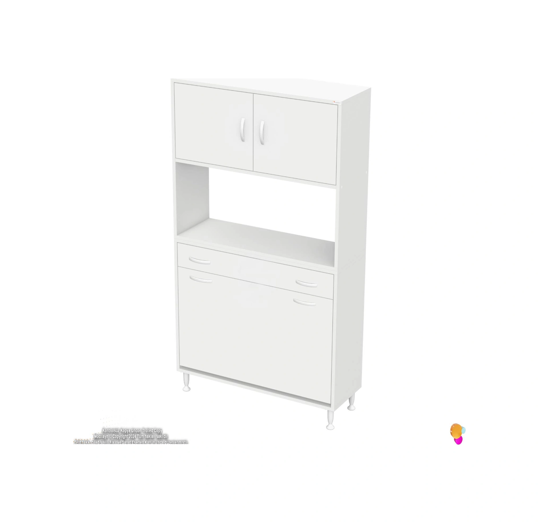 Azra Tek Çekmece 3 Göz Sepetli Ve 3 Raf Banyo Ve Mutfak Dolabı Çok Amaçlı Dolap 95x173x32,5 Cm Beyaz