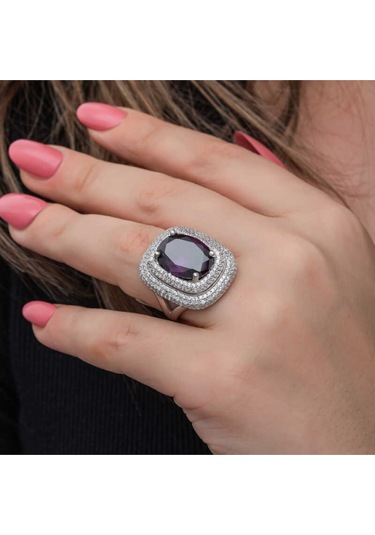 Casera's Gümüş Ametist Taşlı Kadın Yüzük Csr2185509 Gümüş