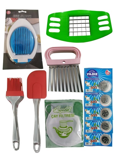11 Adet Pratik Mutfak Gereçleri Patates Dilimleme, Çay Süzgeçi Rastgele Renk