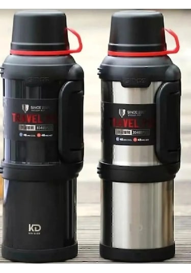 4 Litre Paslanmaz Çelik Vacuum Termos 48 Saat Sıcak Soğuk Dağcı Termos Aile Boyu Siyah
