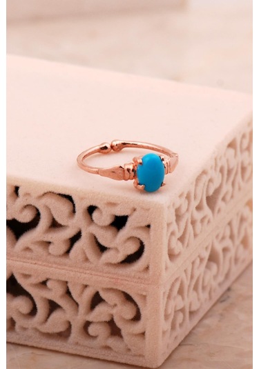 Firuze Rose Gümüş Tasarım Yüzük 5787 Gümüş