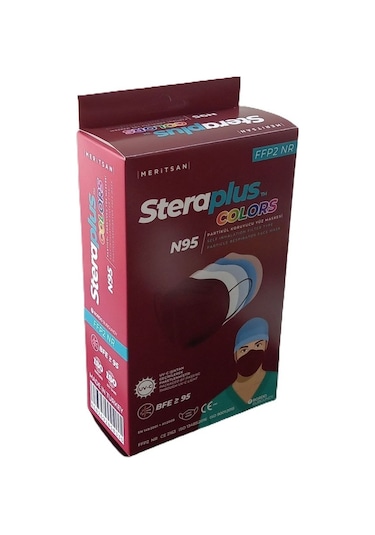 Steraplus Colors Ffp2 5 Katmanlı Telli N95 Maske Bordo 10'lu
