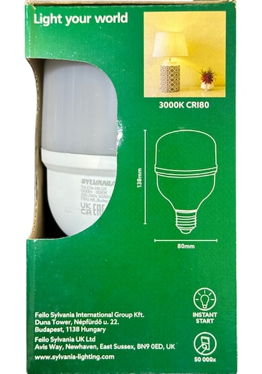 Sylvania 18w 3000k Sarı Işık E27 Duylu Torch Ampul 8 Adet