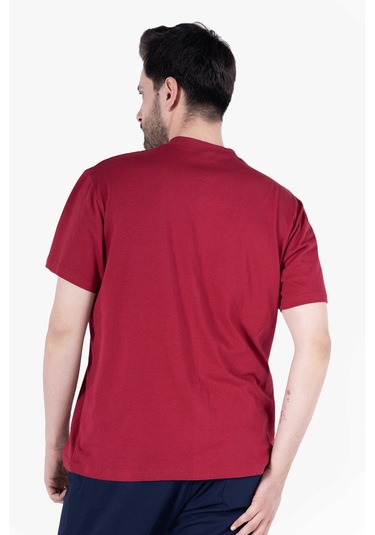 T-shirt V Yaka %100 Pamuk Bordo