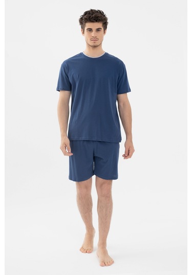 Erkek Double Yaka Şortlu Pijama Takımı Ko6304ts-1 İndigo
