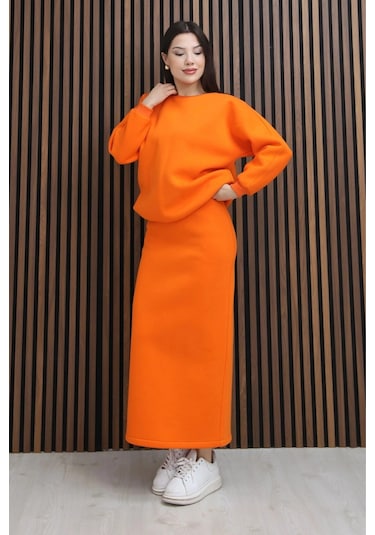 Lodmela Basic Comfort Şardonlu Etekli Takım 6073-oranj Oranj