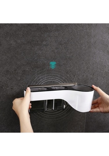 Novahub Yapışkanlı Saç Kurutma Tutucu Duvara Monte Bardak Şek. Saç Kurutma Mak. Askı Rafı Gri