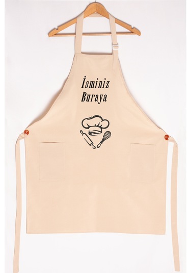 Mutfak Önlüğü Kişiye Ve İsme Özel Nakışlı Mutfak Önlüğü Şef 2 Farklı Renkler Krem