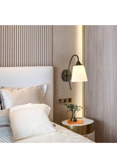 Agoodshop Led Duvar Lambası Otel Başucu Dekorasyon Yatak Odası Başucu Lambası Retro Ferforje Duvar Lambası Ahşap