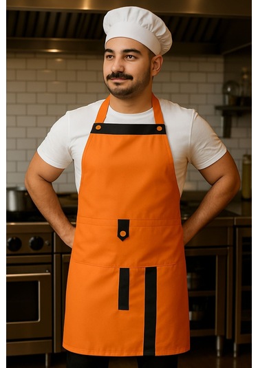 Boydan Askılı, Cepli, Servis Önlüğü 1 Adet Turuncu
