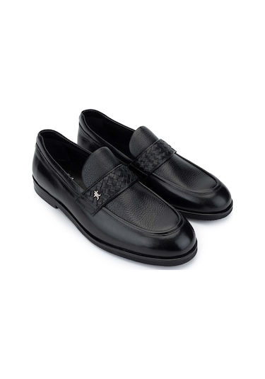 Tamer Tanca Erkek Hakiki Deri Siyah Loafer Ayakkabı 1047 8328 Erk Ayk Sk24-25 Syh Bfl/gyk Siyah
