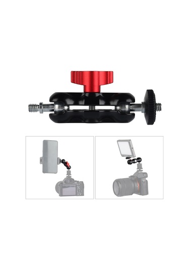 Ranyeek Alüminyum Çift Toplu Başağzı - Evrensel 1/4 Vida, 2kg Yük Taşıma, Dijital Kameralar, Led Işıklar İçin Dönüştürülebilir Tutucu