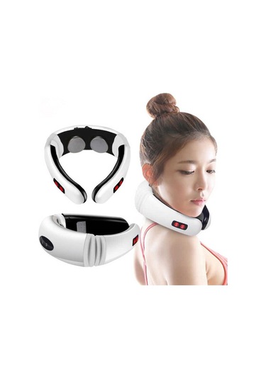 Samdoo Kolle Fizyoterapi Aleti: Elektromanyetik Darbe Ve Darbeli Teknoloji İle Akıllı Boyun Masajı, Mod.5830, Beyaz, İngilizce Pilli Beyaz