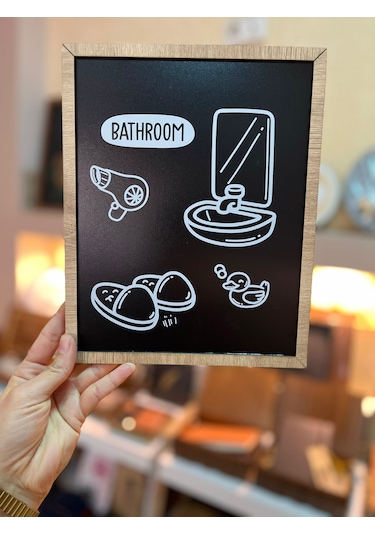 Ahşap Çerçeve-tuvalet Banyo Tablo-duvar Dekorasyonu Ahşap - Siyah