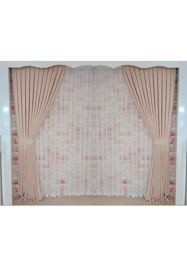 Buğday Renk Fon Kadife Perde Çift Kanat 1/3 Sık Pileli Dikim V-04 Buğday