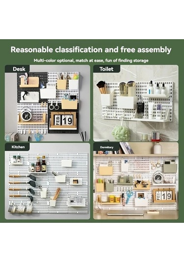 Topshop1 11 Parça Beyaz Taban Plakası Ve Sarı Aksesuar Seti Masaüstü Delikli Zımba Tahtası Depolama Rafı Öğrenci Yurdu İçin Duvara Monte Edilebilir