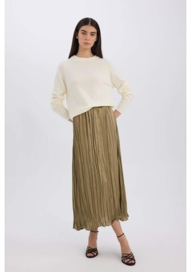 DeFacto A Kesim Yüksek Bel Saten Midi Etek E3348AX24WNGN320 Yeşil