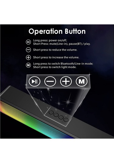 Arion E-3562 RGB Işık Efektli Bluetooth Stereo Soundbar