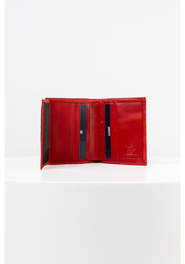 Bayderi Lisande Hakiki Deri Kibar Erkek Cüzdanı-1668 Crazy Kırmızı