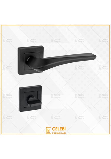 Venüs Kol Kare Rozetli Siyah Wc Kapı Kolu