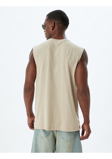 Koton Basic Kolsuz Tişört Bisiklet Yaka Pamuklu Bej 4sam30042mk Ekru