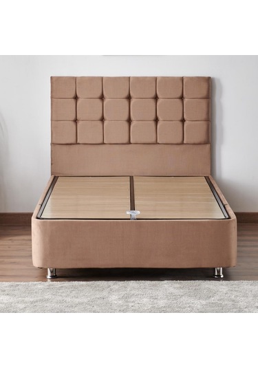 Nironyatak Niron Rama Baza Ve Başlık Seti 120X200 Cm Tek Kişilik Sütlü Kahve