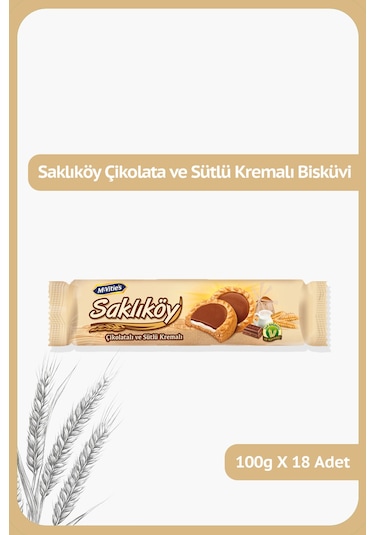 Ülker Saklıköy Çikolatalı Kremalı Bisküvi 100 Gr X 18 Adet