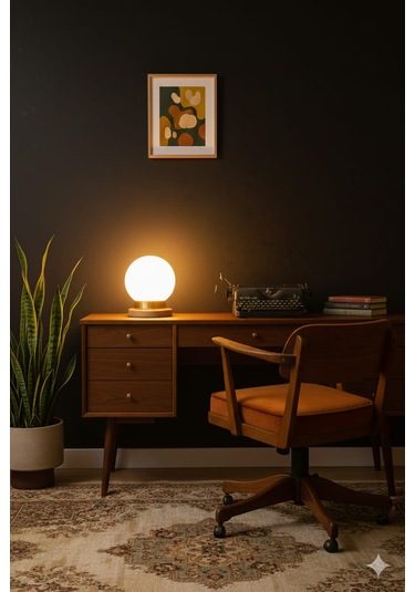 Modern Tasarım Abajur Dekoratif Lamba Abajur Masa Lambası Glop Cam Ahşap Abajur Cam Abajur Beyaz