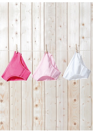 Kız Çocuk Külot 3lü Paket 1294 - Fuşya Pembe Beyaz Çok Renkli