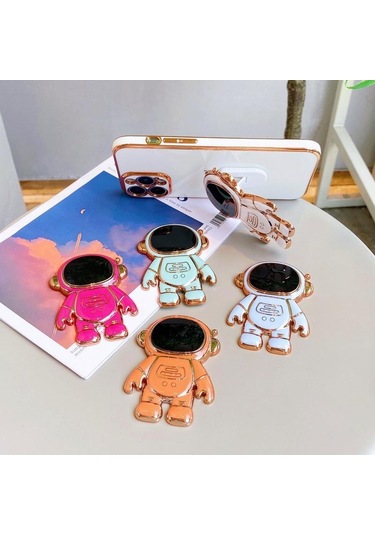 Koyu Yeşil Evrensel Tutucu Sevimli 3d Astronot Kickstand Standı Masası Braketi Cep Telefonu Arka Durumda