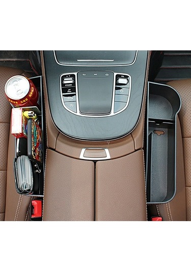 Ulzyvf Premium Deri Konsol Organizatörü - Abs Malzeme, 2 Bardak Yuvası + Depolama, Sürücü Tarafı İçin