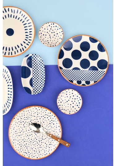 Tabak Evi Porselen Spotty Kahvaltı Ve İkram Takımı 6 Kişilik 14 Parça Çok Renkli