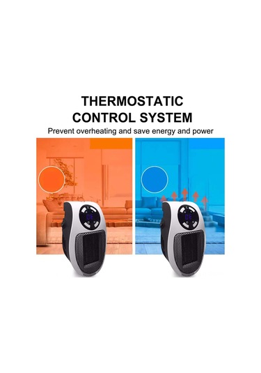 Aubyhe Mini Elektrikli Isıtıcı 500w - Otomatik Kapatma, 1-12 Saat Zamanlayıcı, 2 Hız Seçeneği, Led Ekranlı, Uzaktan Kumandalı Avrupa Standartı - Beyaz