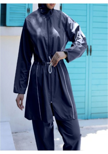 Paraşüt Kumaş Tesettür Mayosu Lacivert