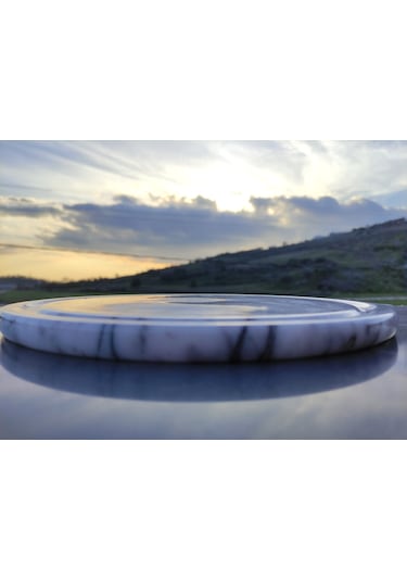 Mermer Sunum Tabağı Çizgili Tasarım