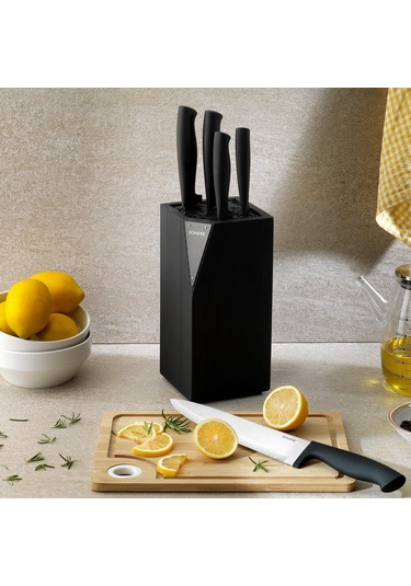 Schafer Solide Ahşap Bıçak Seti 6 Prç - Siyah10 Siyah